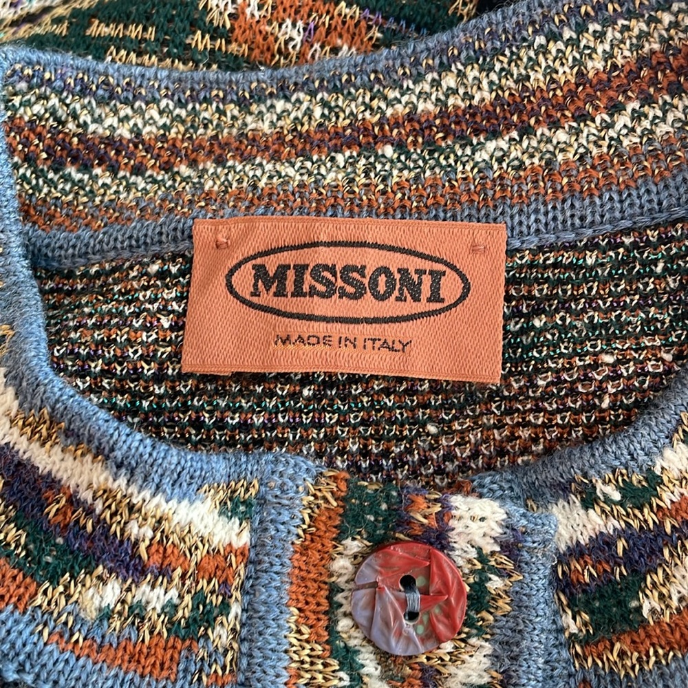 Vtg Missoni half button leaf sweater